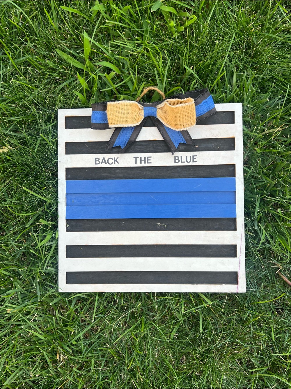 Home Decorative Bow Wall Sign - Blue, Black and White
